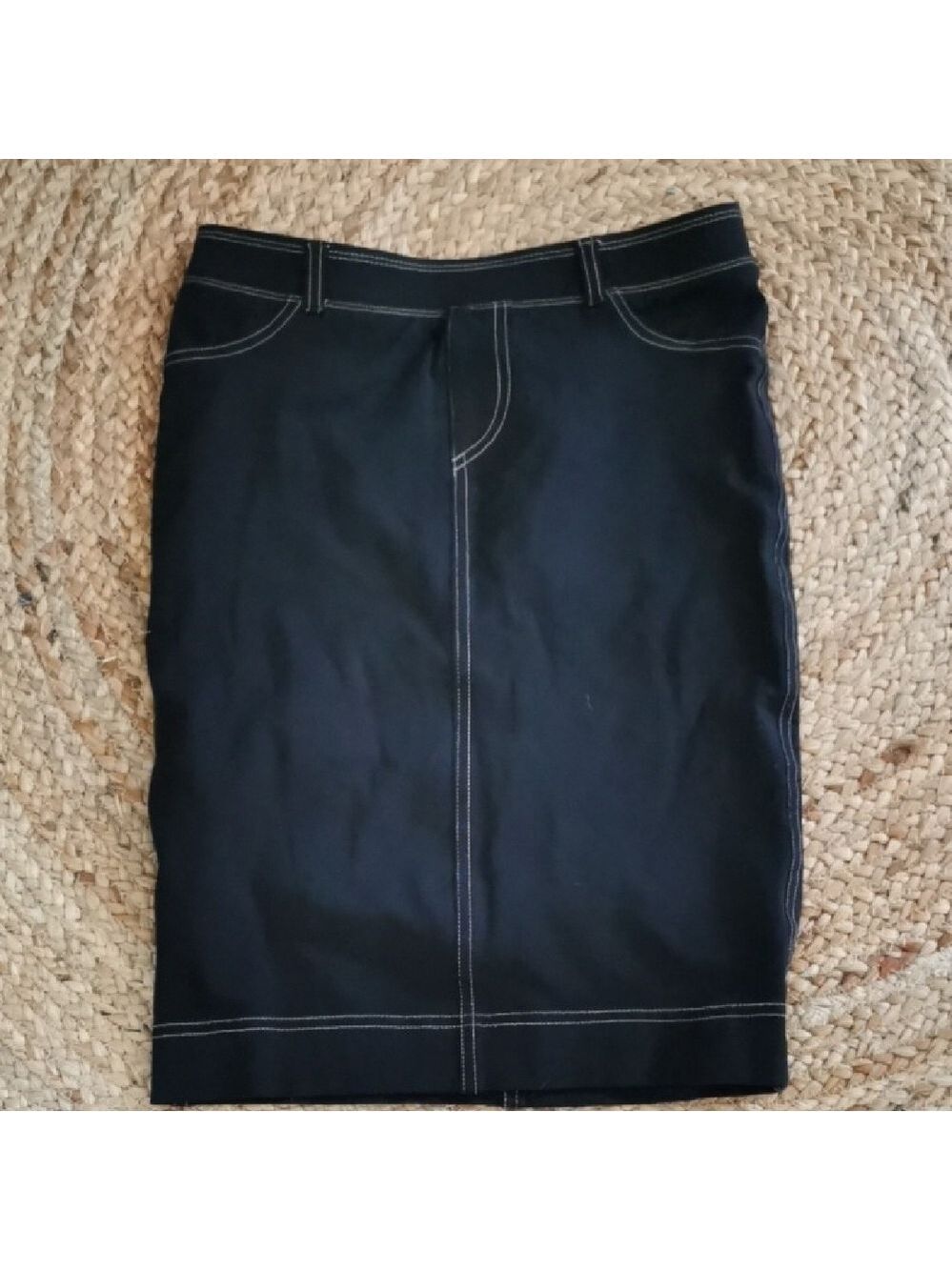Hard Tail vintage black bodycon denim look skirt.  Boho westernstyle .Size S